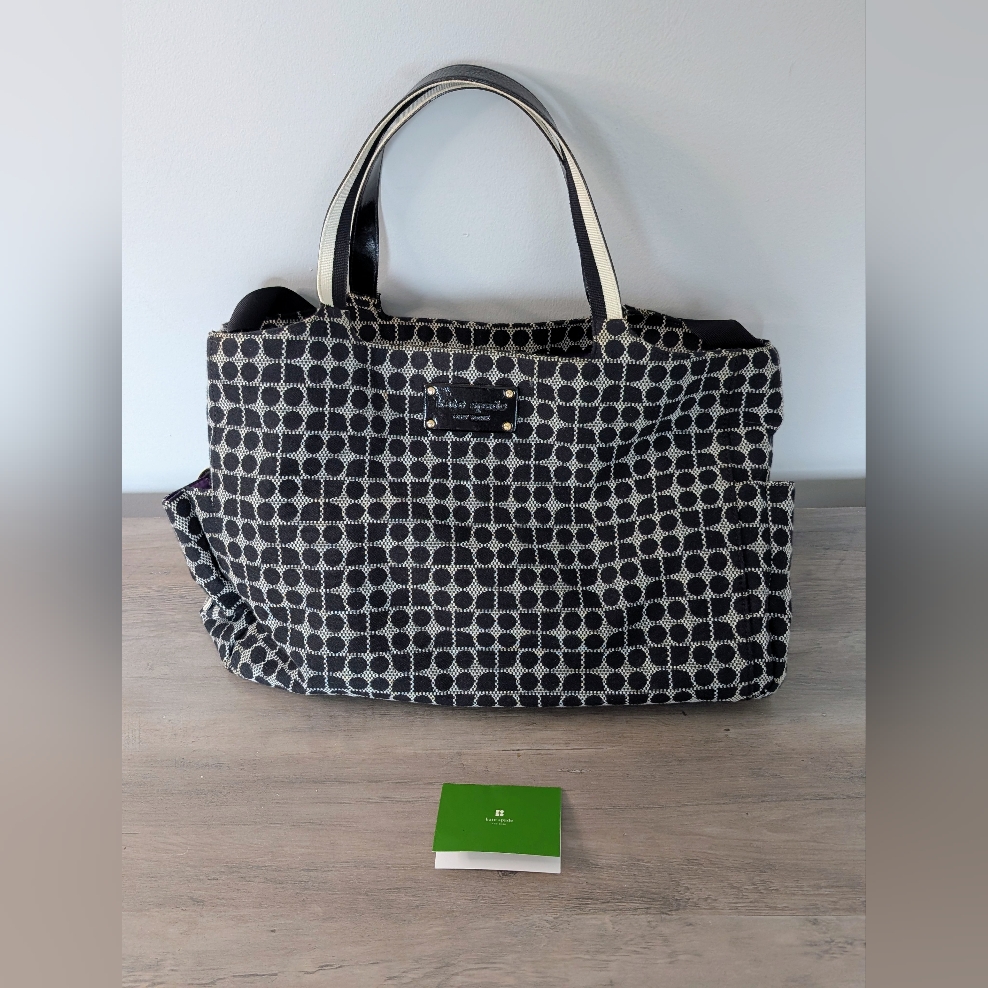 Kate Spade New York Dot Purple Lined Noel Large Shoulderbag/ Tote Purse - Black